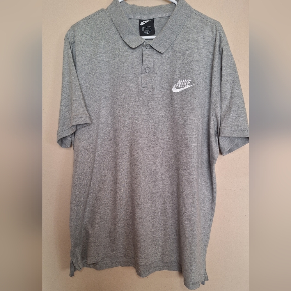 Nike Men's 2XL Heather Gray Polo Short Sl Shirt Athleisure Golf Business Casual
